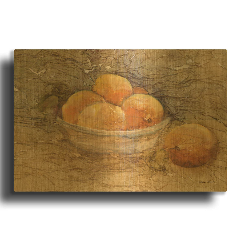 'Bowl Of Fruit 4' By Cheri Blum Gold Metal Wall Art