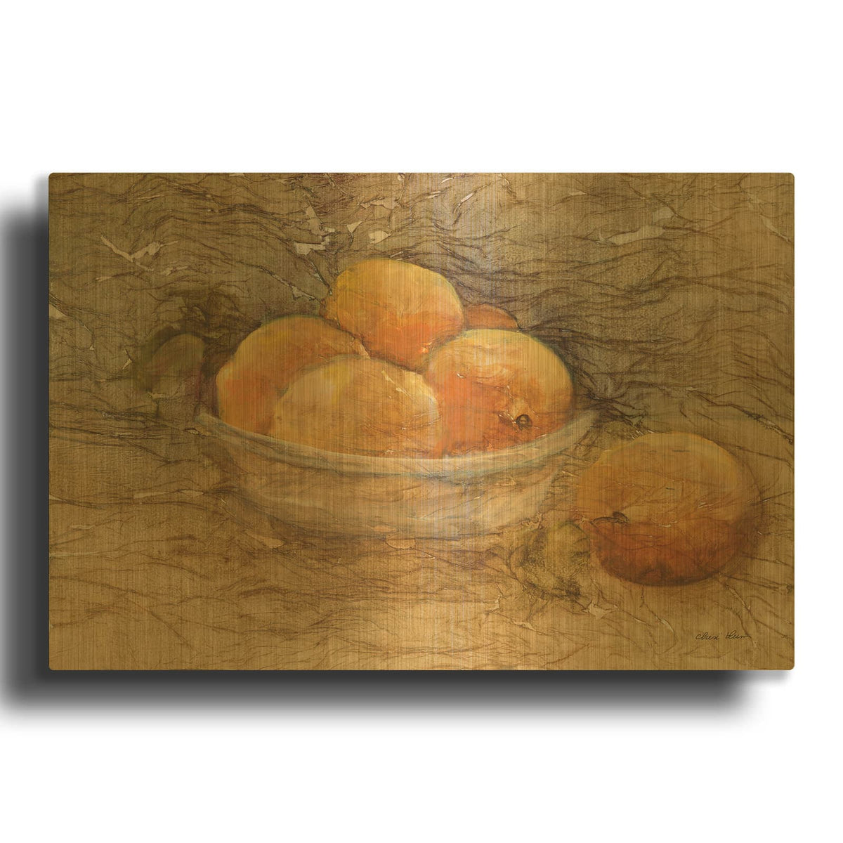 'Bowl Of Fruit 4' By Cheri Blum Gold Metal Wall Art