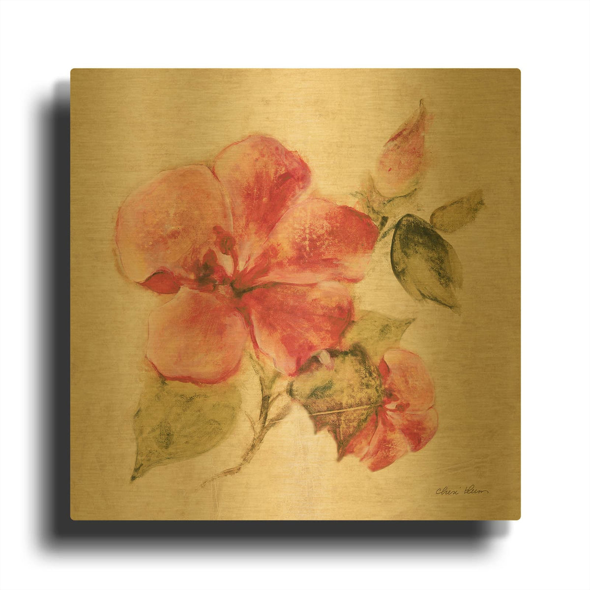 'Bright Tropics 2' By Cheri Blum Gold Metal Wall Art