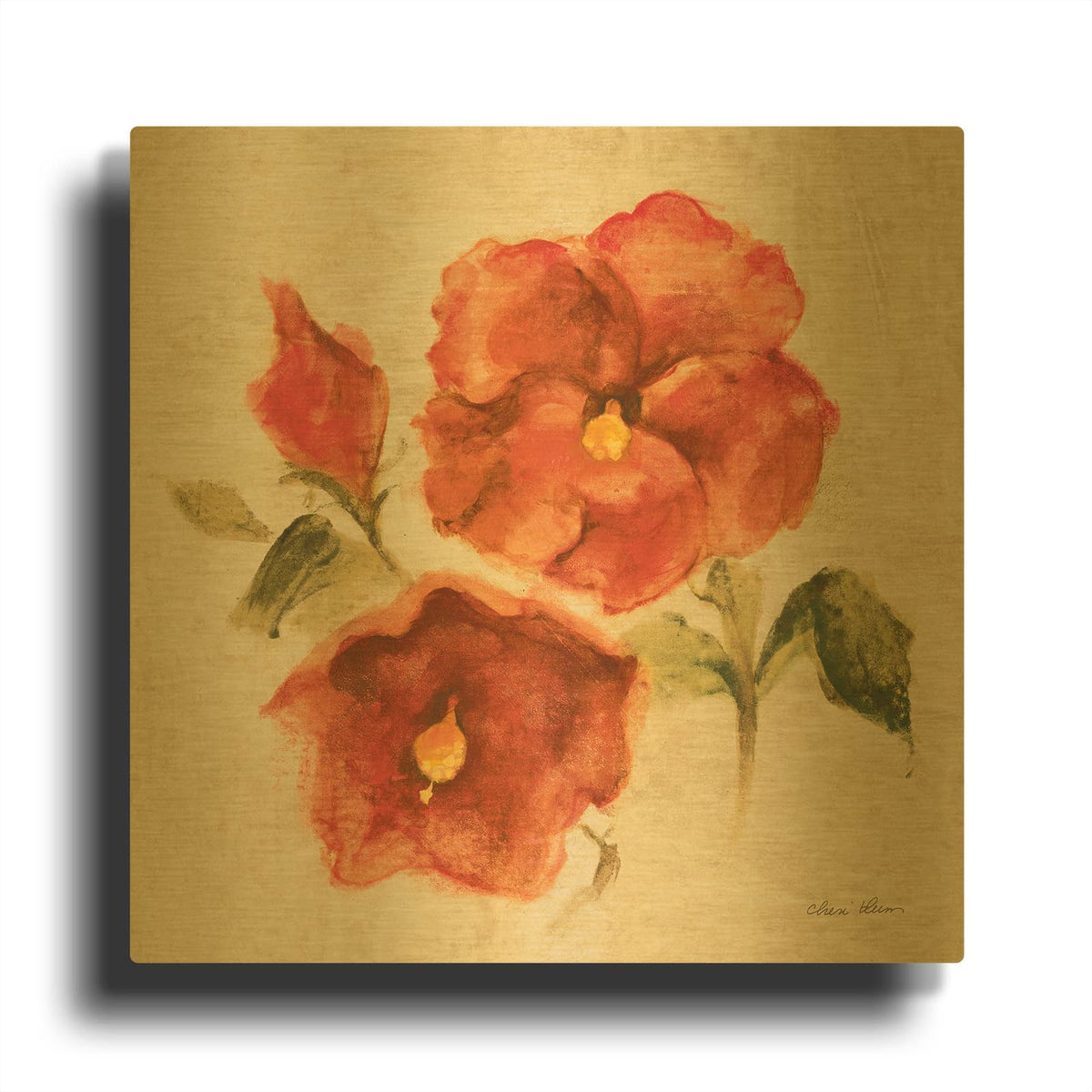 'Bright Tropics 3' By Cheri Blum Gold Metal Wall Art