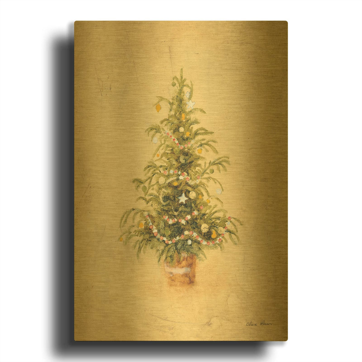 'Christmas Tree 1' By Cheri Blum Gold Metal Wall Art