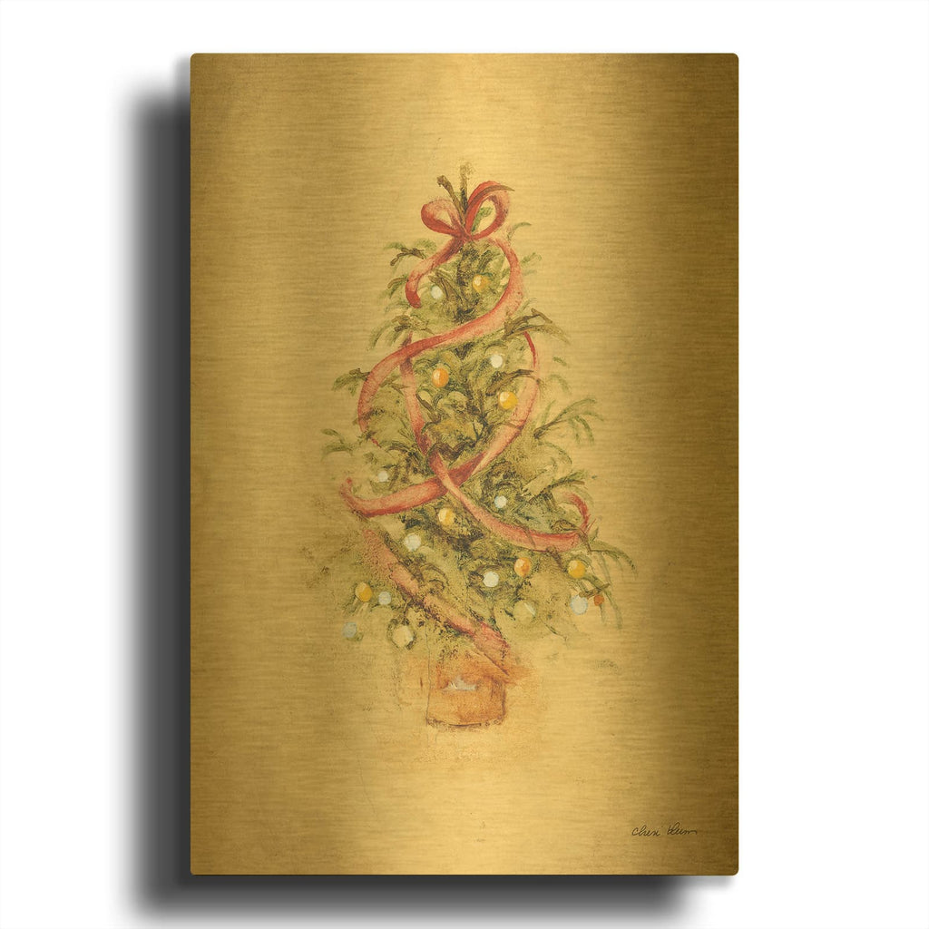 'Christmas Tree 2' By Cheri Blum Gold Metal Wall Art