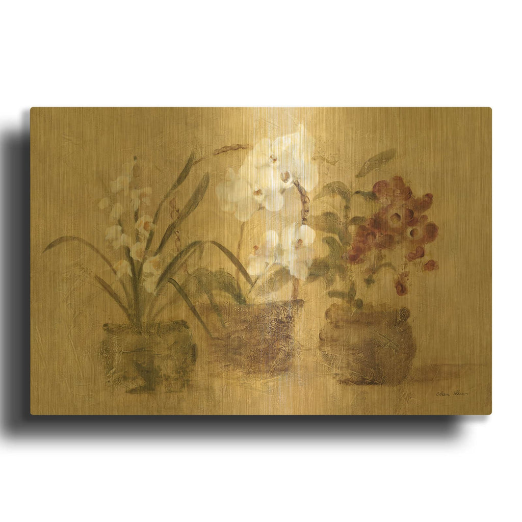 'Collection Of Orchids' By Cheri Blum Gold Metal Wall Art