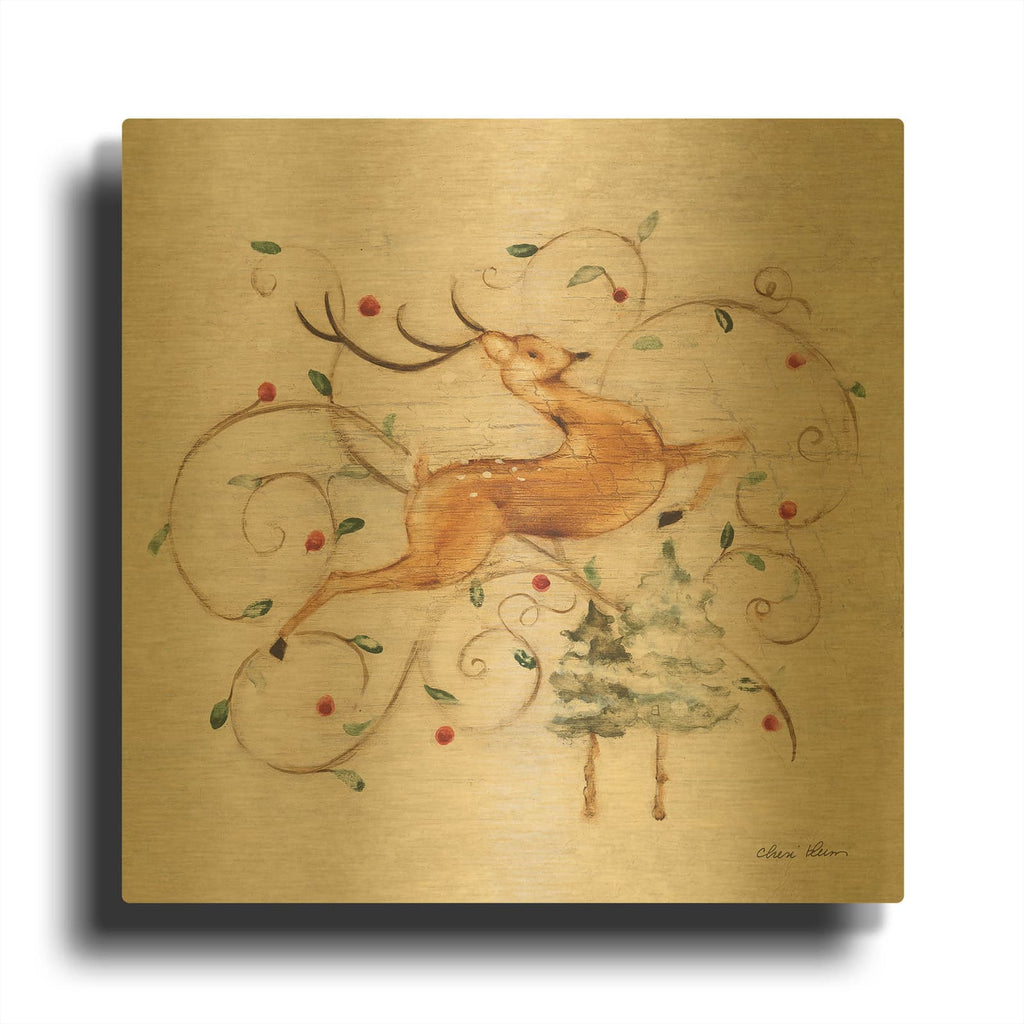 'Deer 1' By Cheri Blum Gold Metal Wall Art