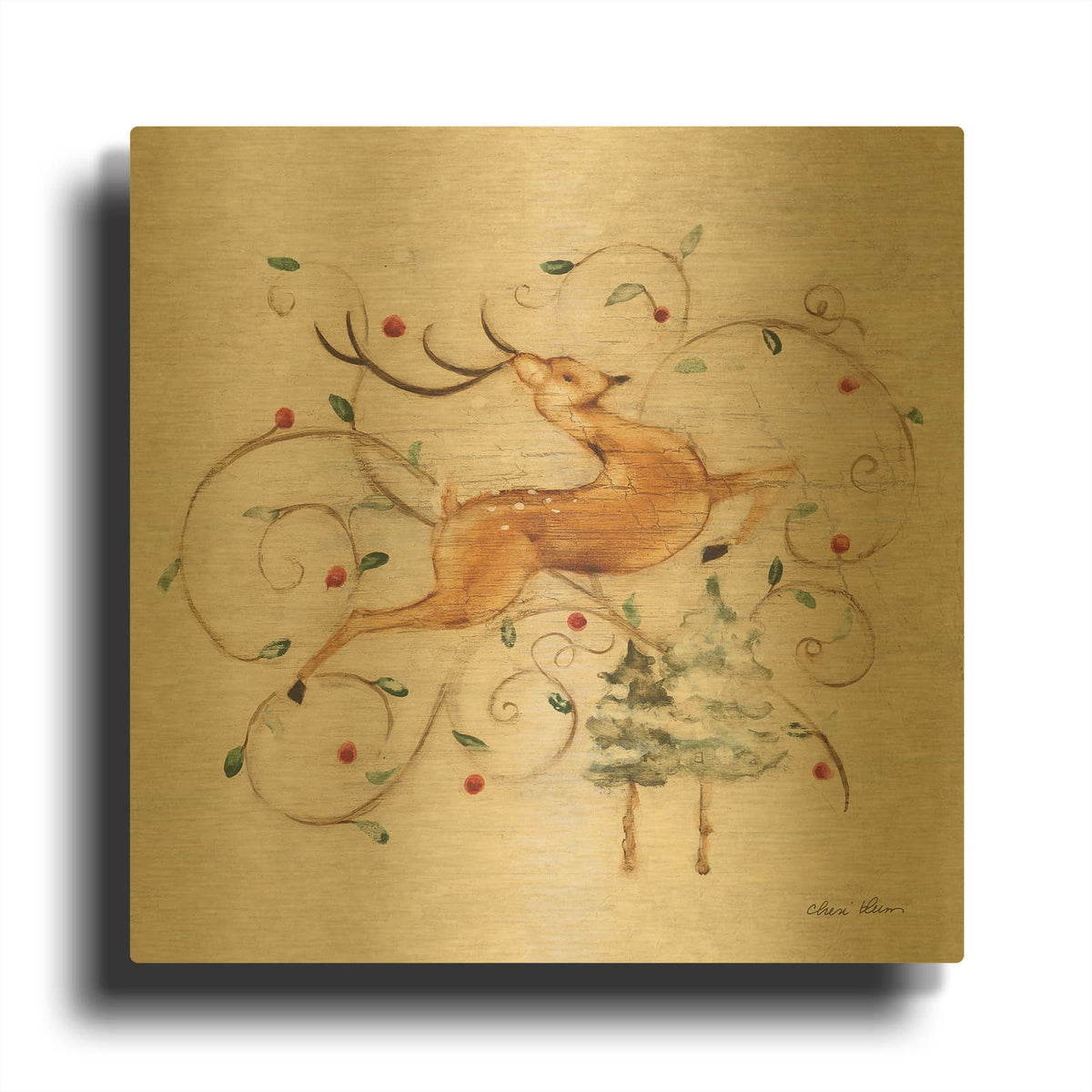 'Deer 1' By Cheri Blum Gold Metal Wall Art