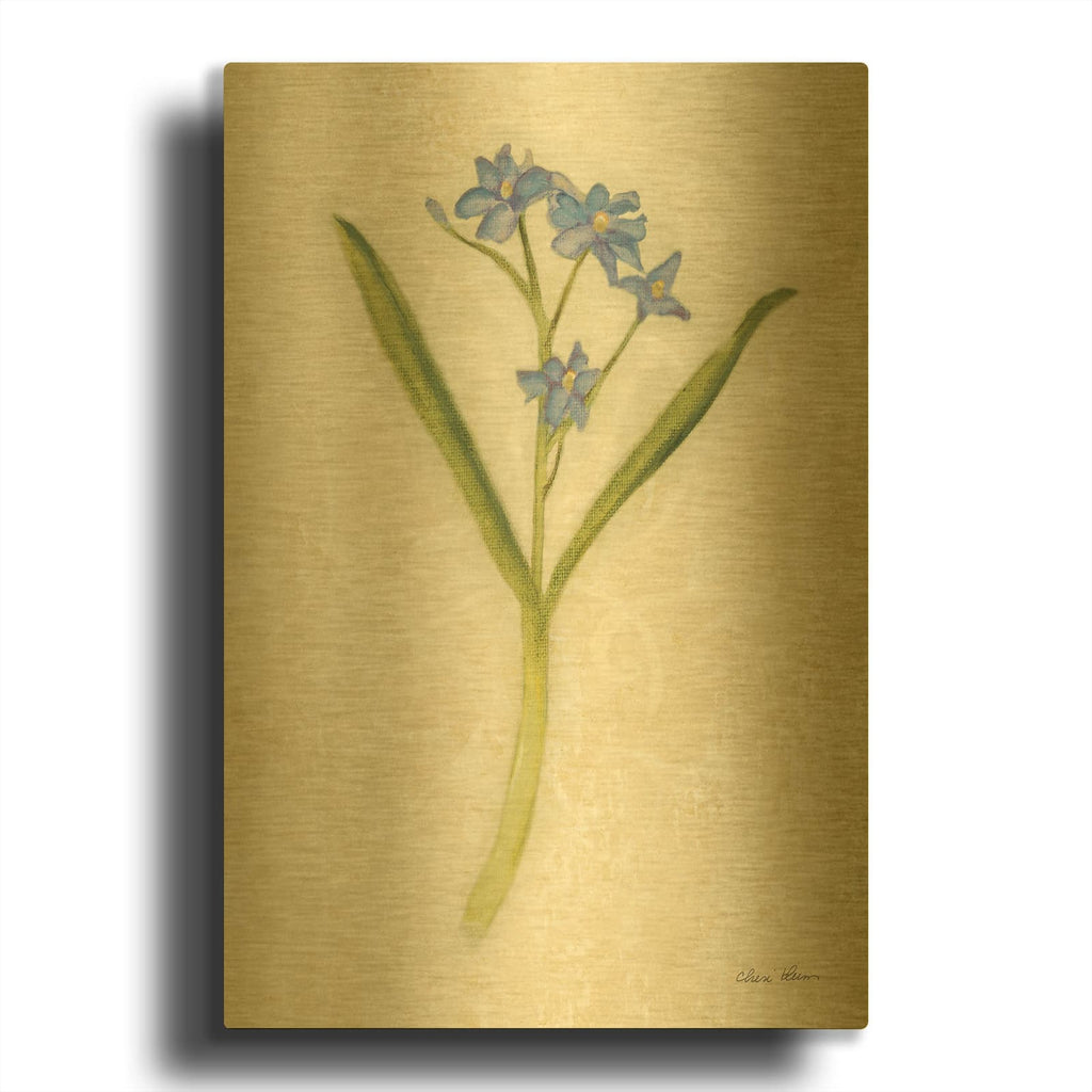 'Forget Me Not Stem' By Cheri Blum Gold Metal Wall Art