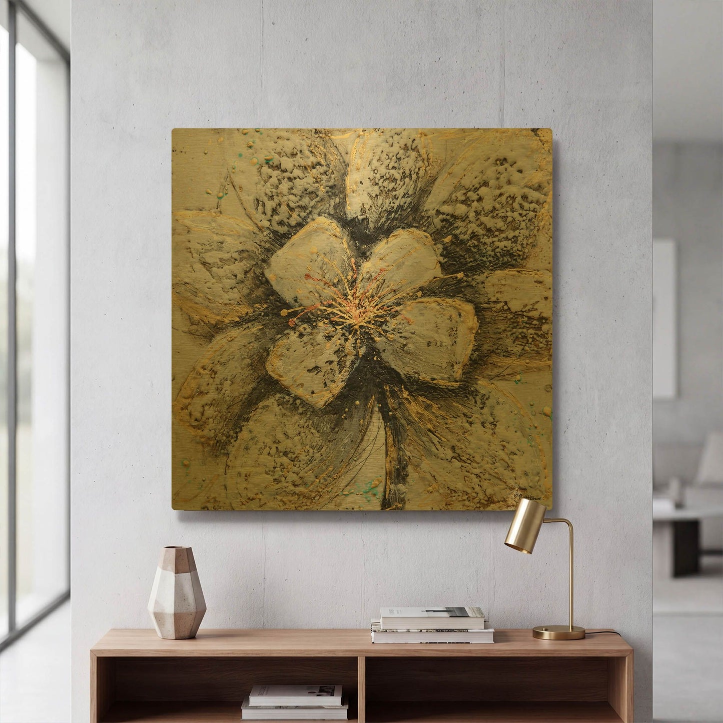 'Explosion of Petals' By Britt Hallowell Gold Metal Wall Art