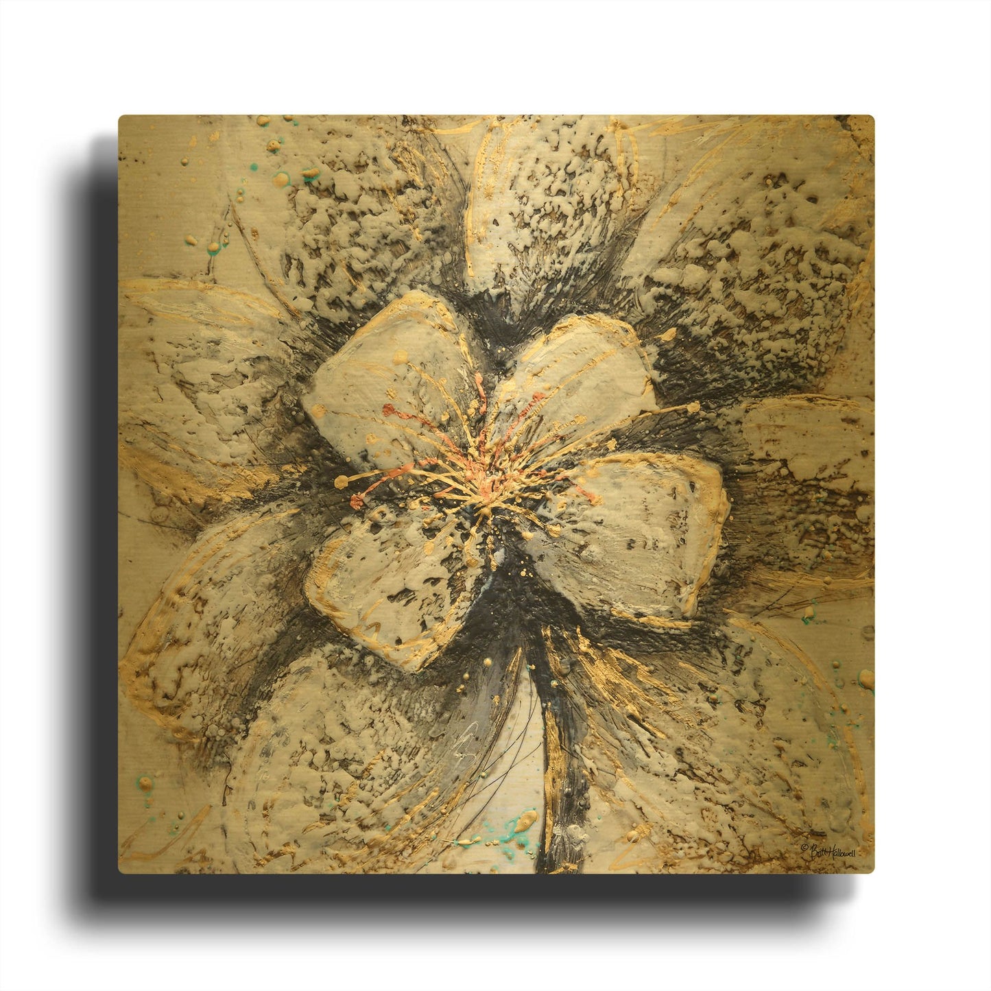 'Explosion of Petals' By Britt Hallowell Gold Metal Wall Art