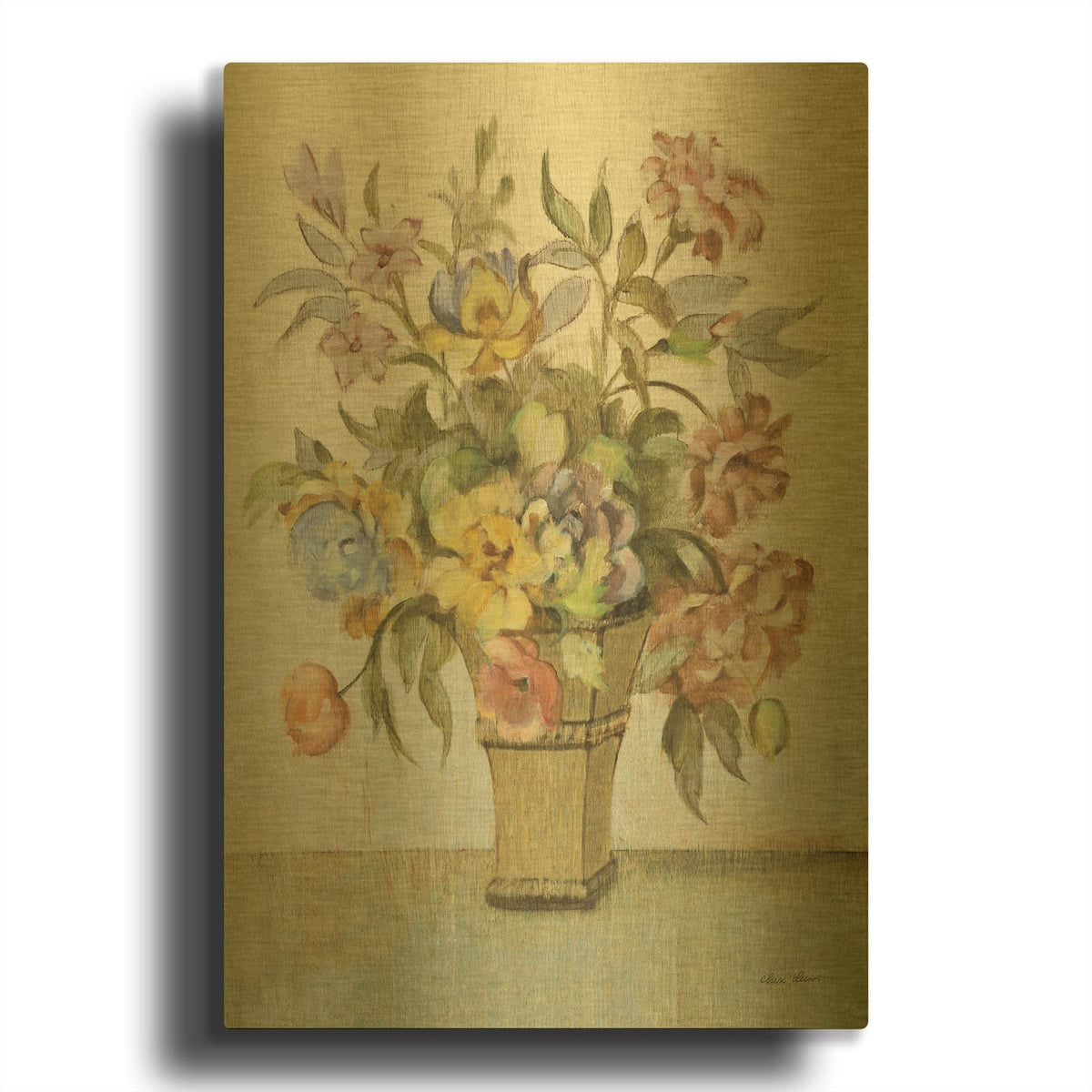 'Garden Bouquet 2' By Cheri Blum Gold Metal Wall Art