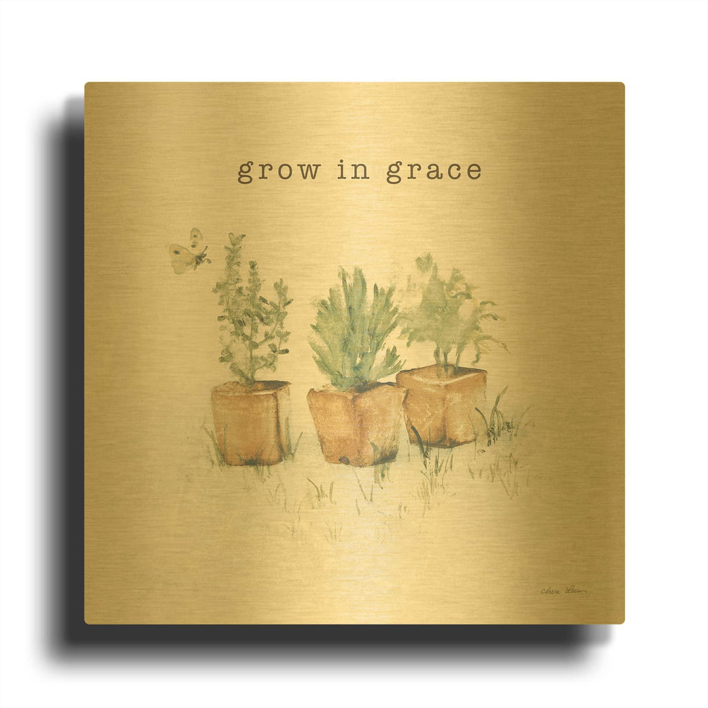 'Garden Plants Grace' By Cheri Blum Gold Metal Wall Art