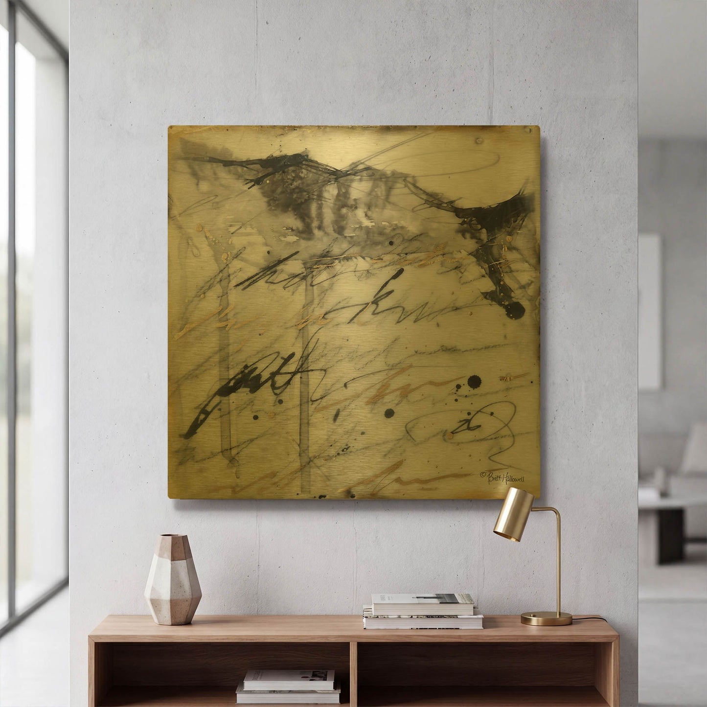 'The World is Calling' By Britt Hallowell Gold Metal Wall Art