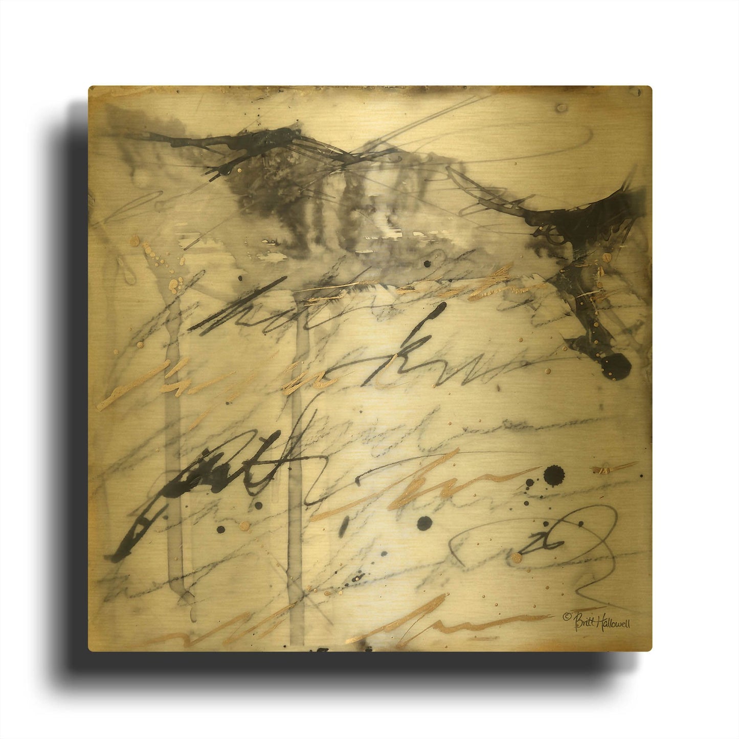 'The World is Calling' By Britt Hallowell Gold Metal Wall Art