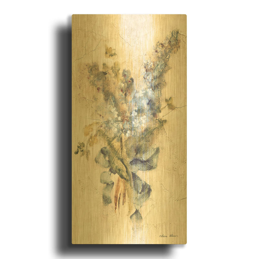 'Lilac With Ribbon Bright Crop' By Cheri Blum Gold Metal Wall Art