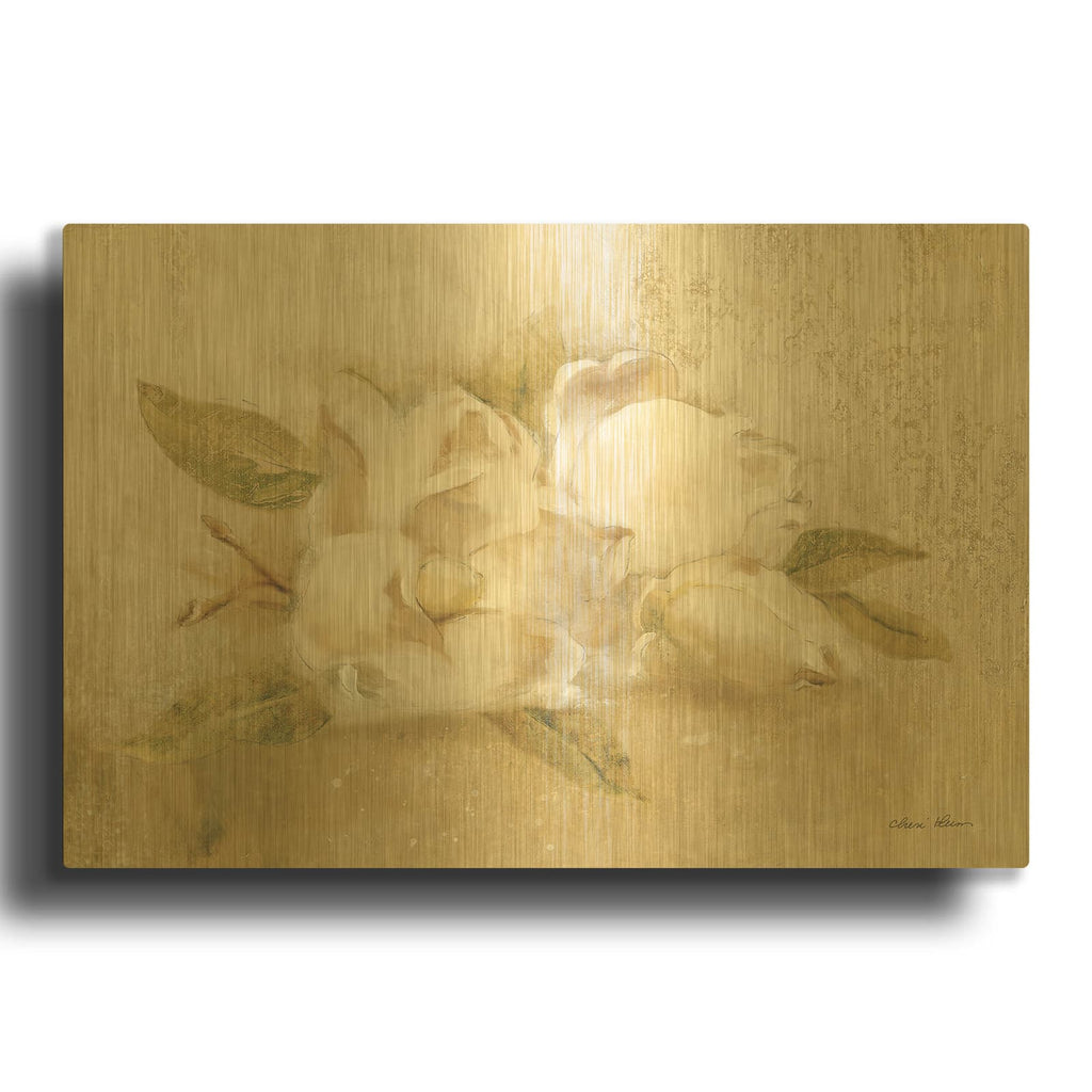'Magnolia 4' By Cheri Blum Gold Metal Wall Art