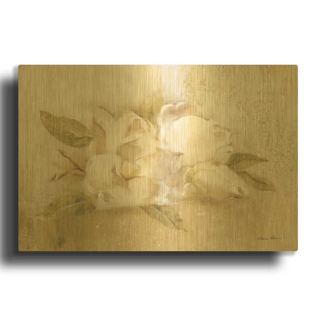 'Magnolia 4' By Cheri Blum Gold Metal Wall Art
