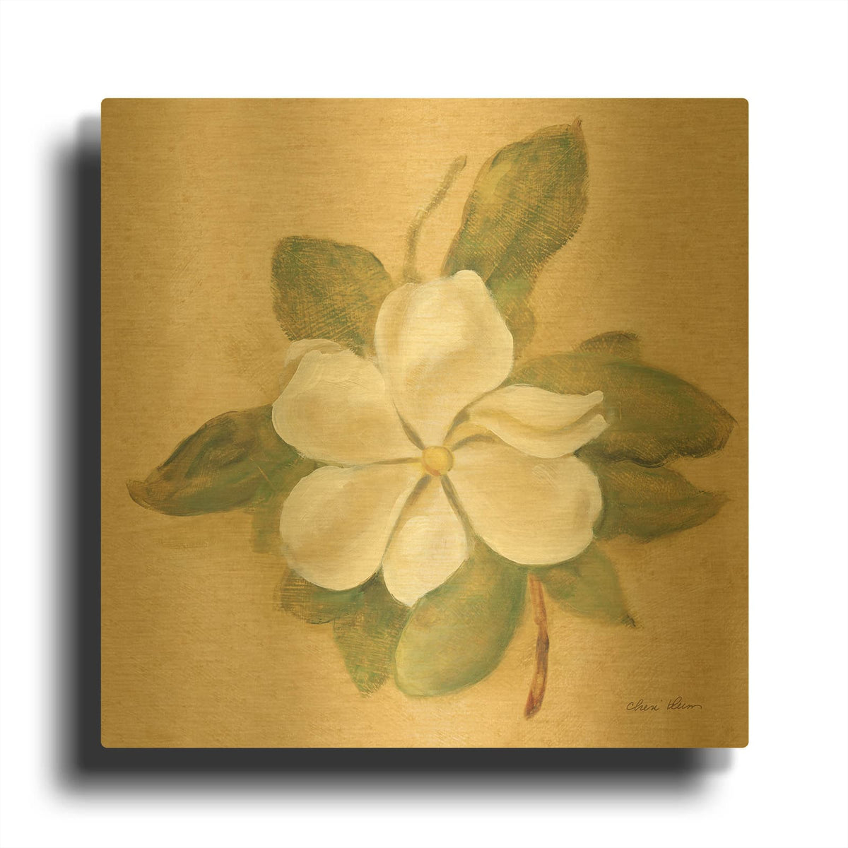'Magnolia' By Cheri Blum Gold Metal Wall Art