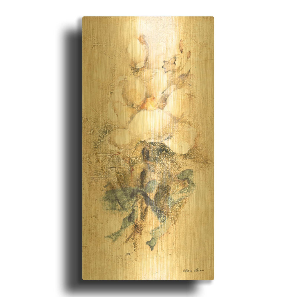 'Magnolia With Ribbon Bright' By Cheri Blum Gold Metal Wall Art