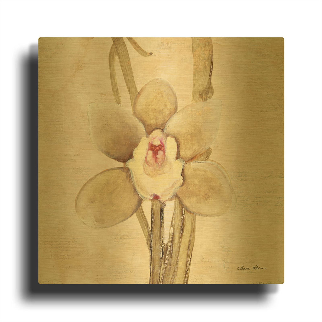 'Orchid 2' By Cheri Blum Gold Metal Wall Art