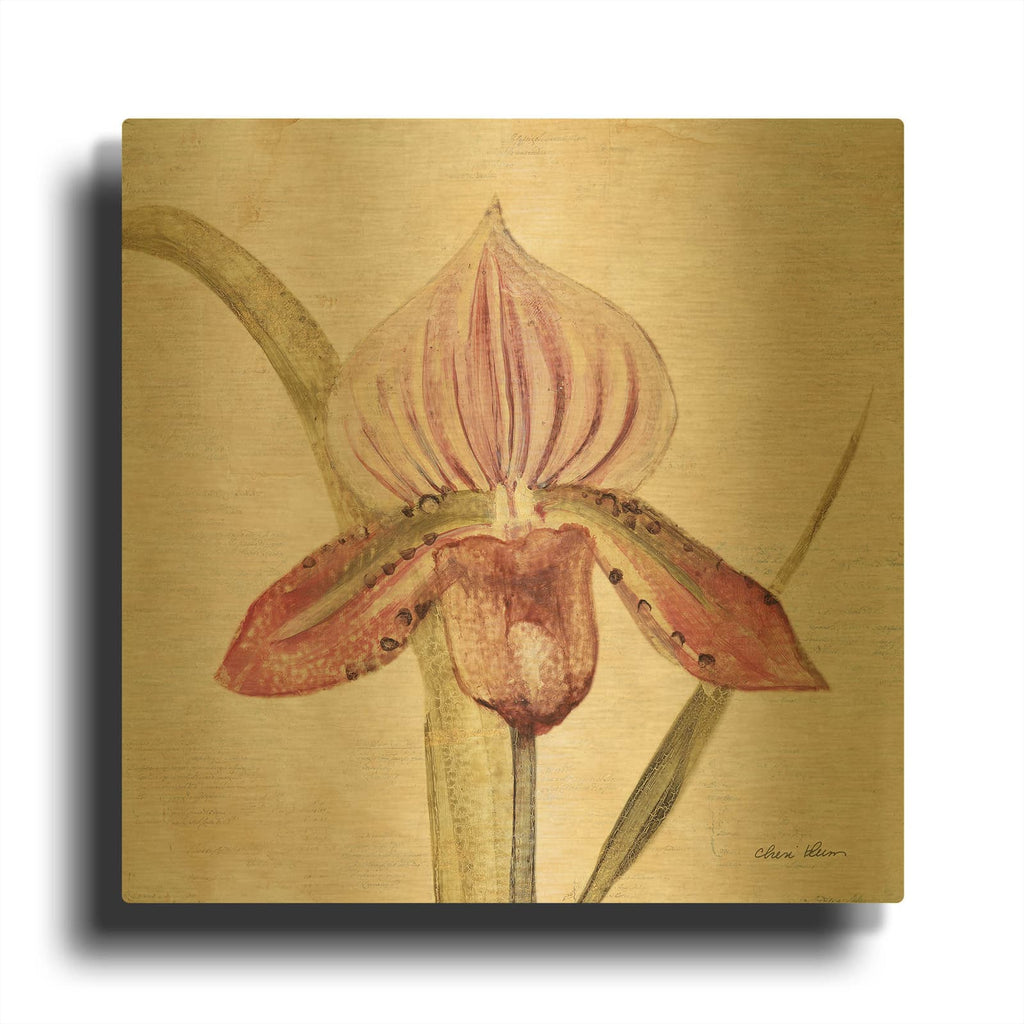 'Orchid 3' By Cheri Blum Gold Metal Wall Art