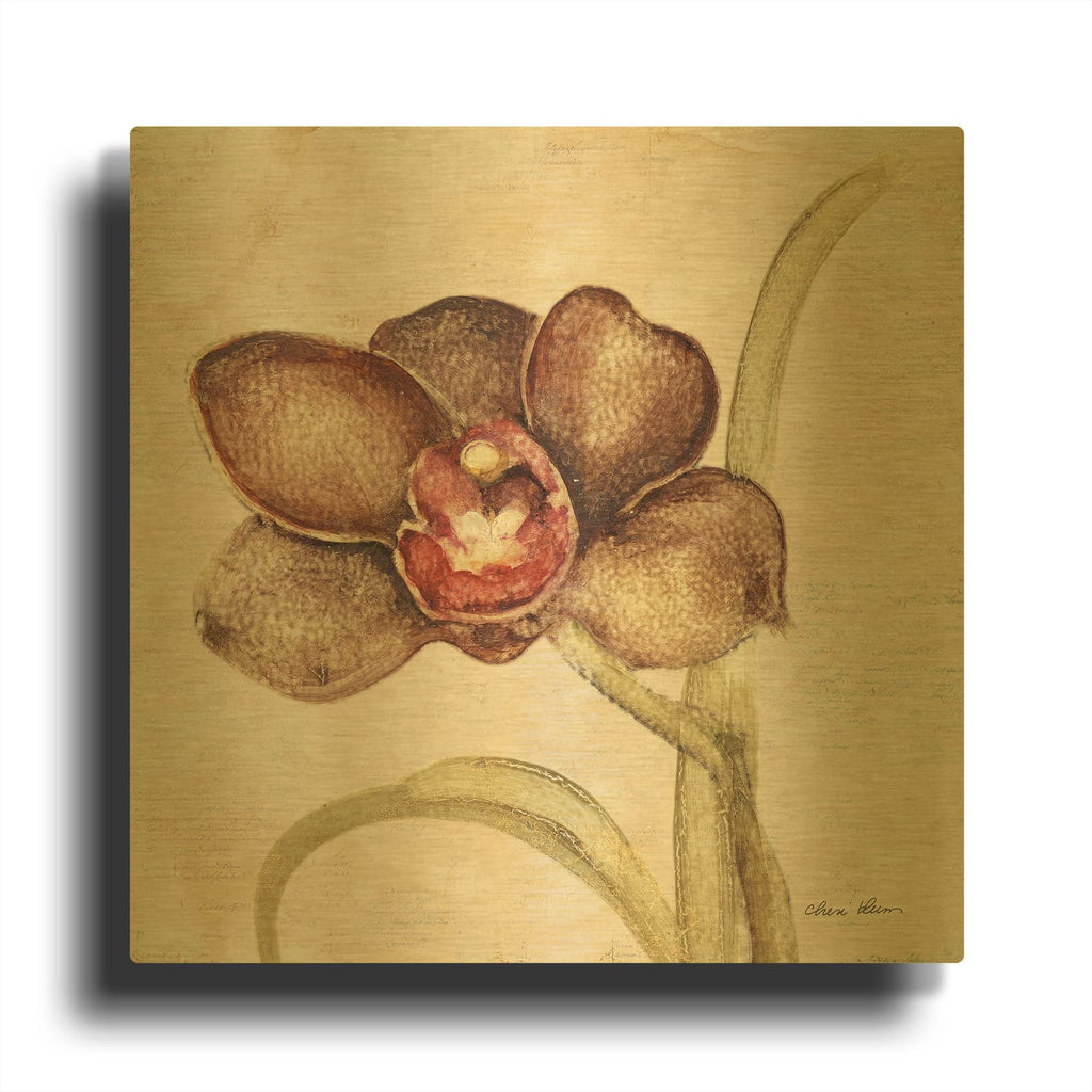'Orchid 5' By Cheri Blum Gold Metal Wall Art