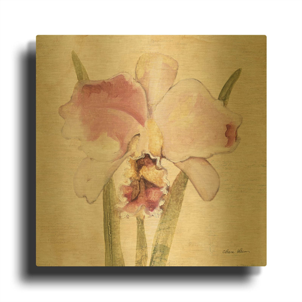 'Orchid 6' By Cheri Blum Gold Metal Wall Art