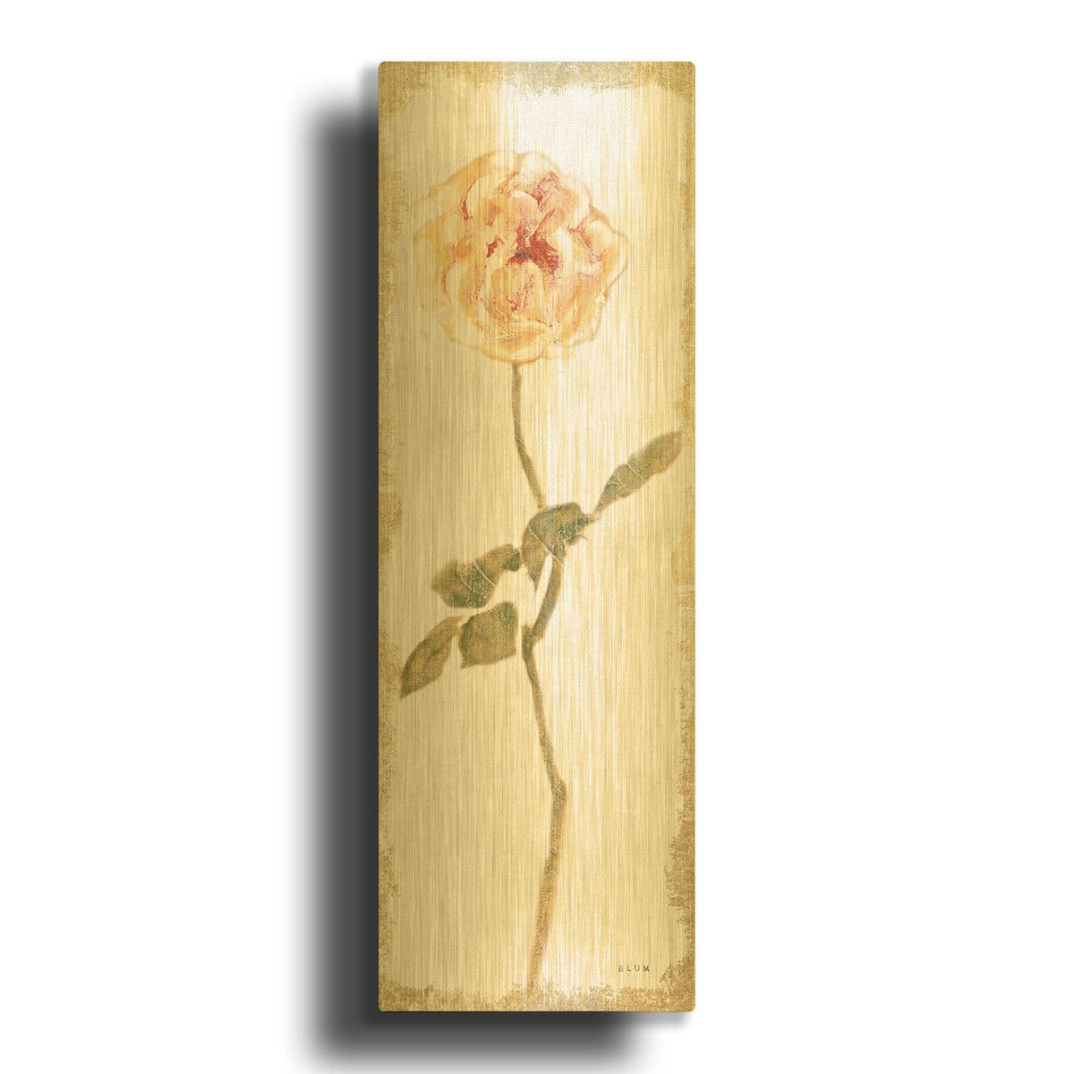 'Pale Rose Panel Light' By Cheri Blum Gold Metal Wall Art