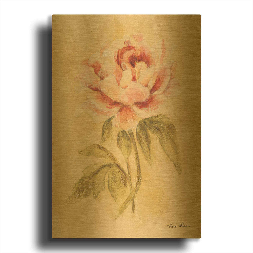 'Peony 1' By Cheri Blum Gold Metal Wall Art