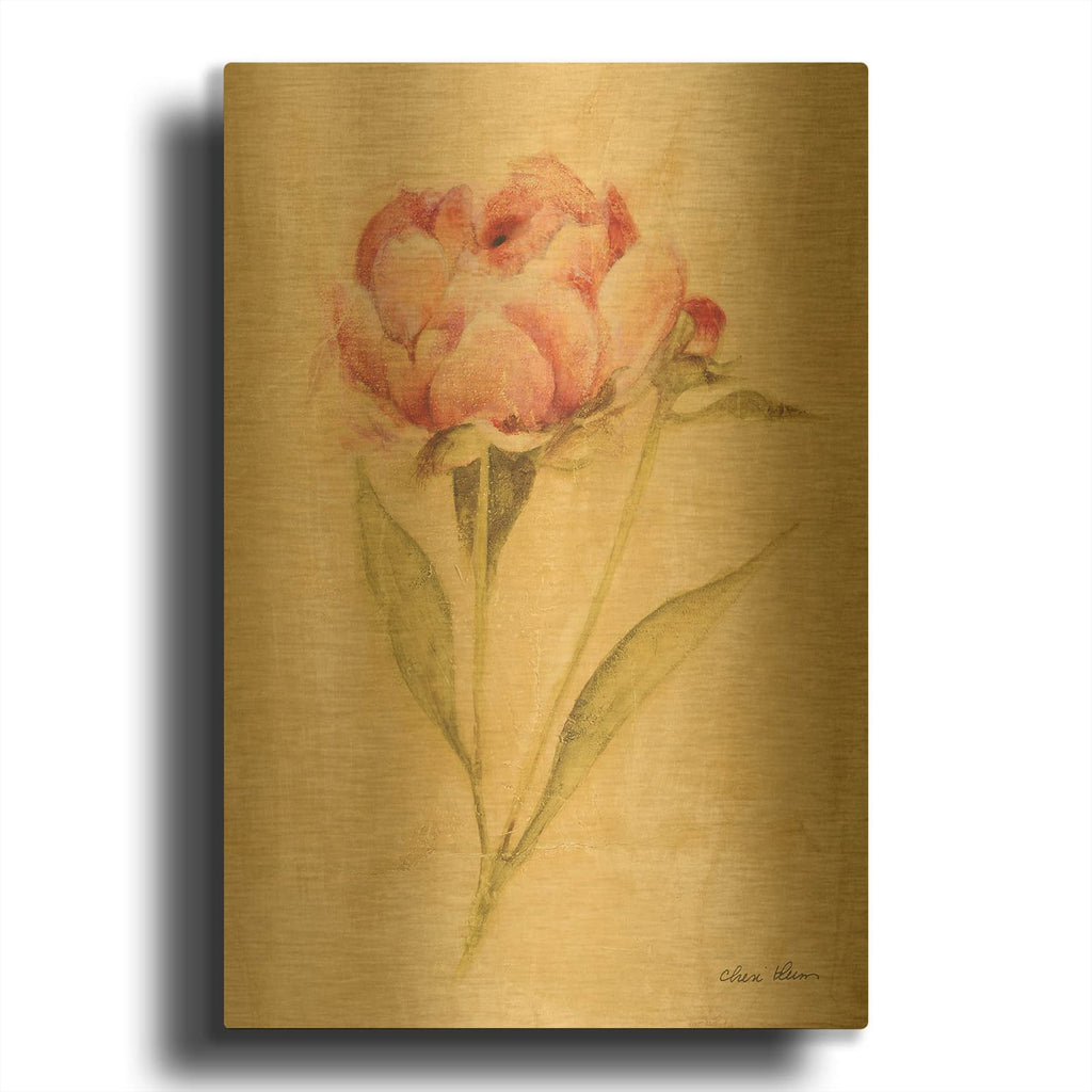 'Peony 2' By Cheri Blum Gold Metal Wall Art