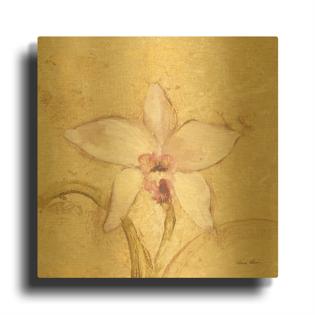 'Petite Orchid 1' By Cheri Blum Gold Metal Wall Art