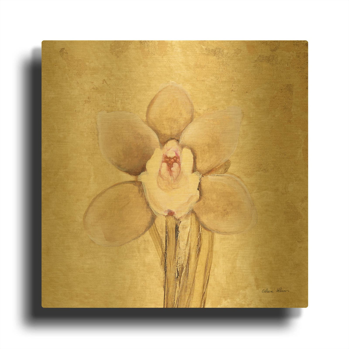 'Petite Orchid 2' By Cheri Blum Gold Metal Wall Art
