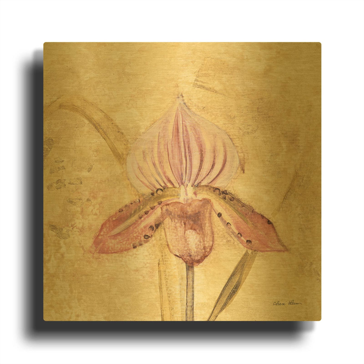 'Petite Orchid 3' By Cheri Blum Gold Metal Wall Art