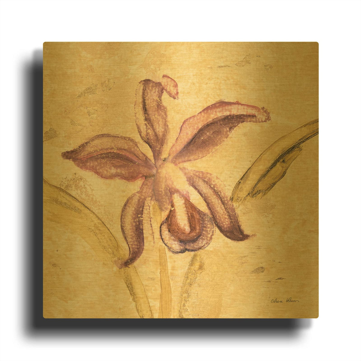 'Petite Orchid 4' By Cheri Blum Gold Metal Wall Art