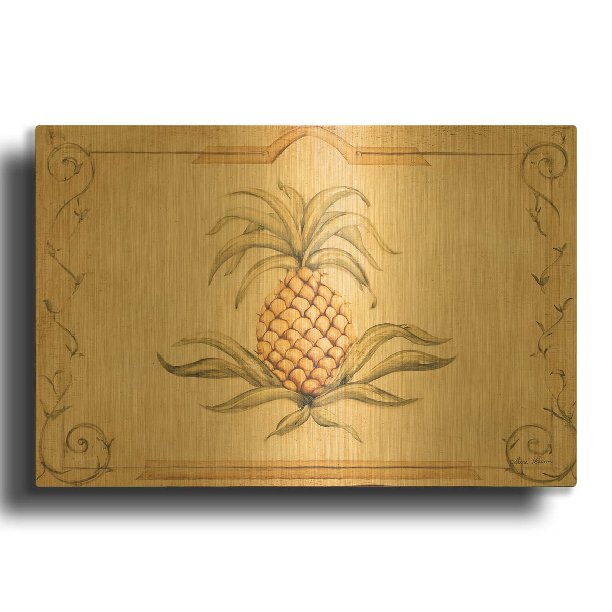'Pineapple' By Cheri Blum Gold Metal Wall Art