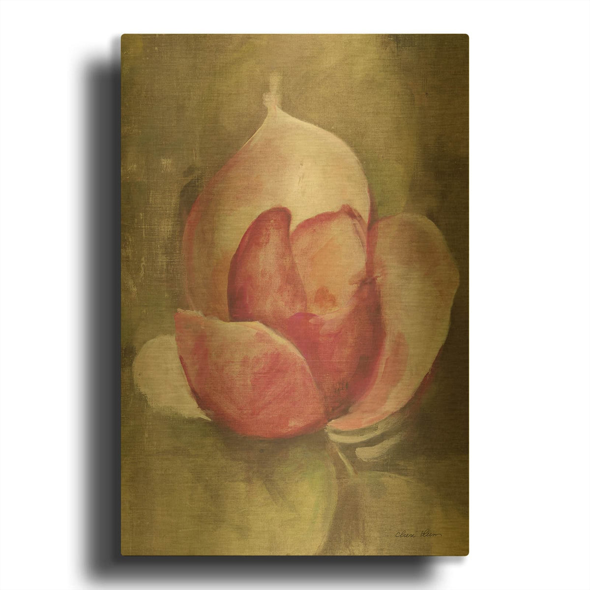 'Pink Blossom' By Cheri Blum Gold Metal Wall Art