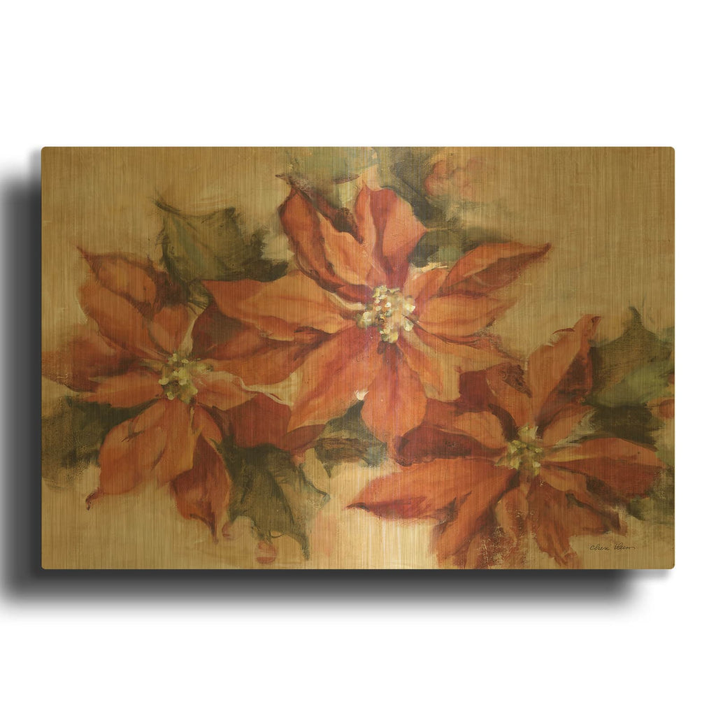 'Poinsettia Trio' By Cheri Blum Gold Metal Wall Art