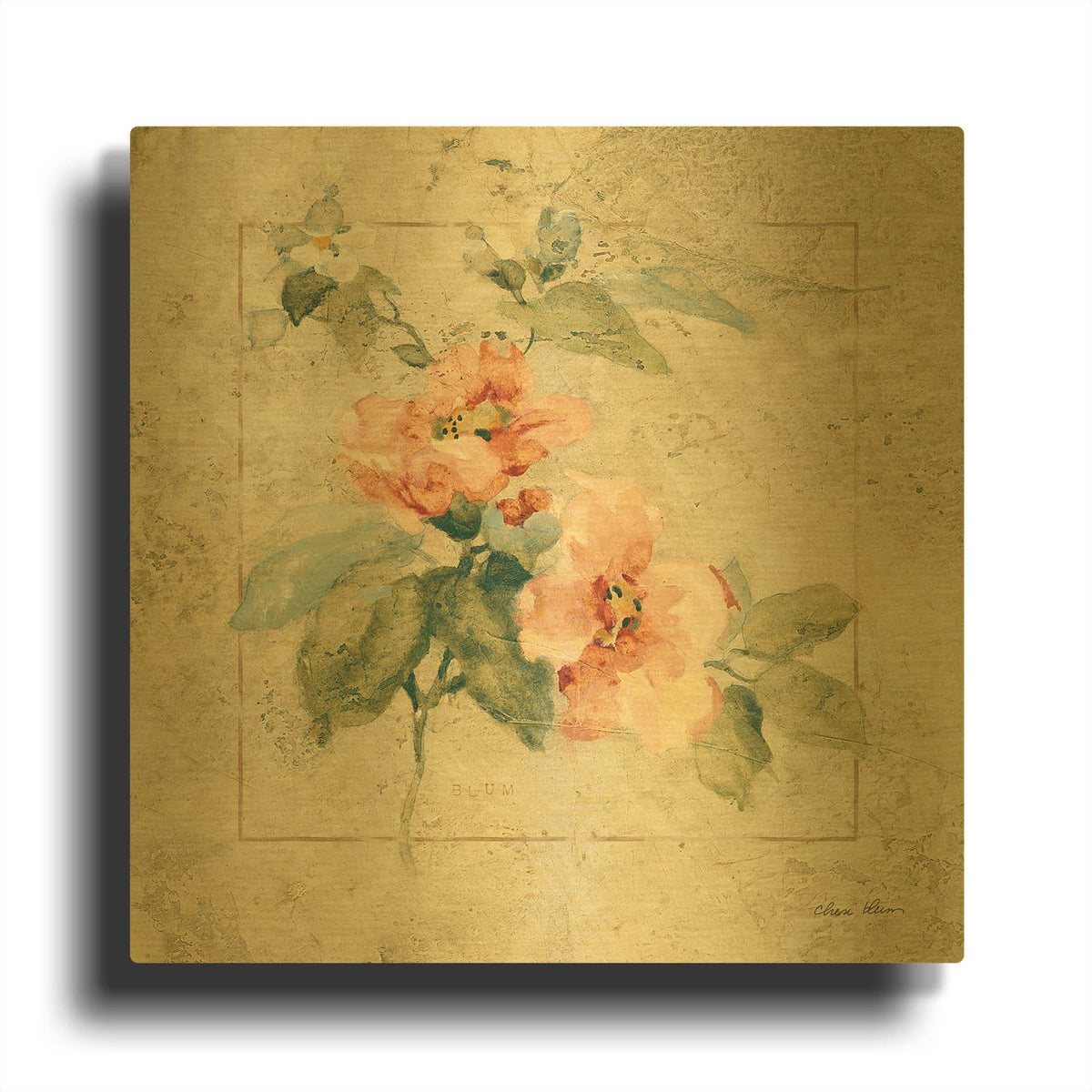 'Provence Rose 1' By Cheri Blum Gold Metal Wall Art