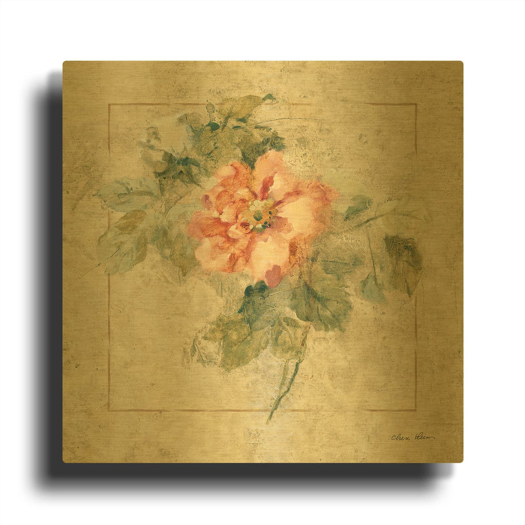 'Provence Rose 2' By Cheri Blum Gold Metal Wall Art