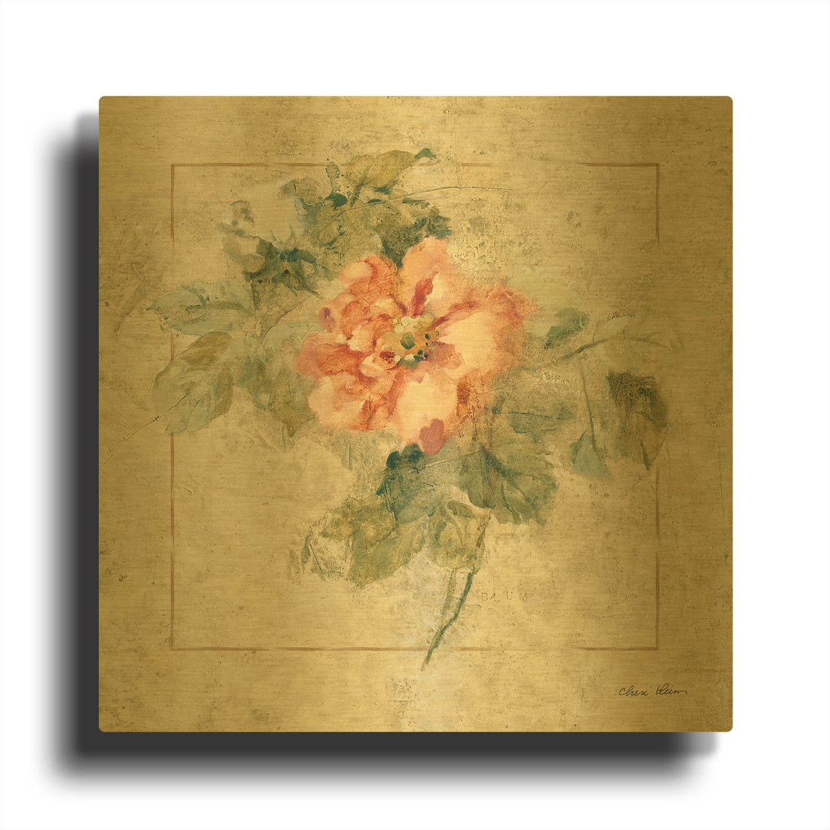 'Provence Rose 2' By Cheri Blum Gold Metal Wall Art