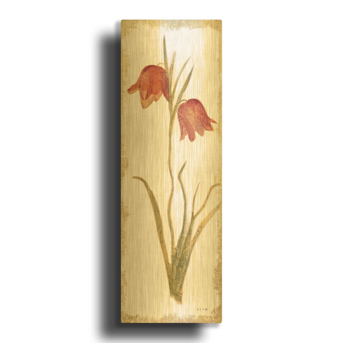 'Red Tulip Panel Light' By Cheri Blum Gold Metal Wall Art