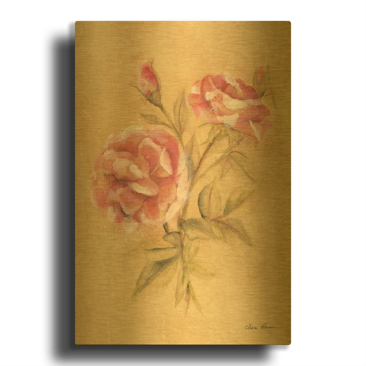 'Rose 1' By Cheri Blum Gold Metal Wall Art