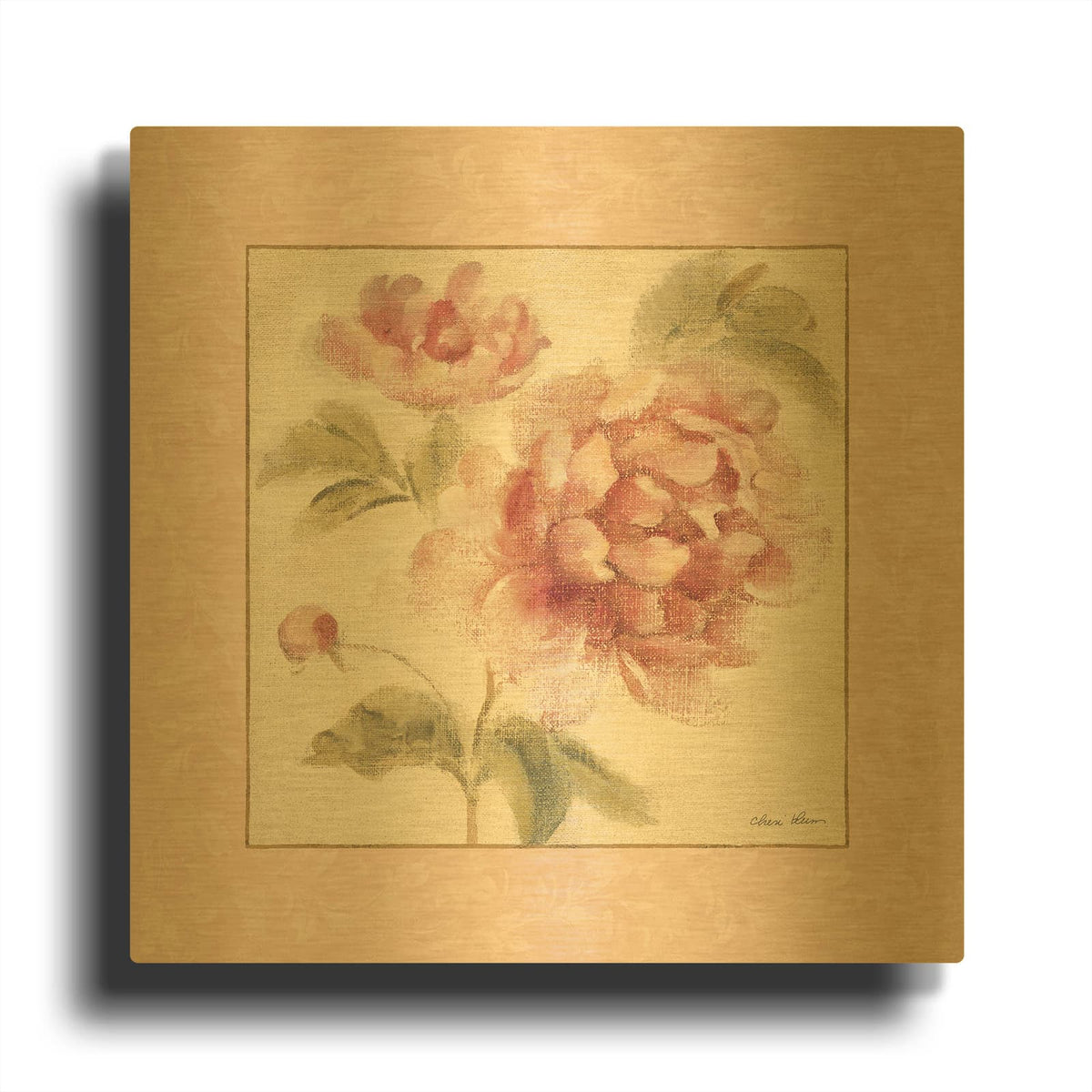 'Rose Acanthus 1' By Cheri Blum Gold Metal Wall Art