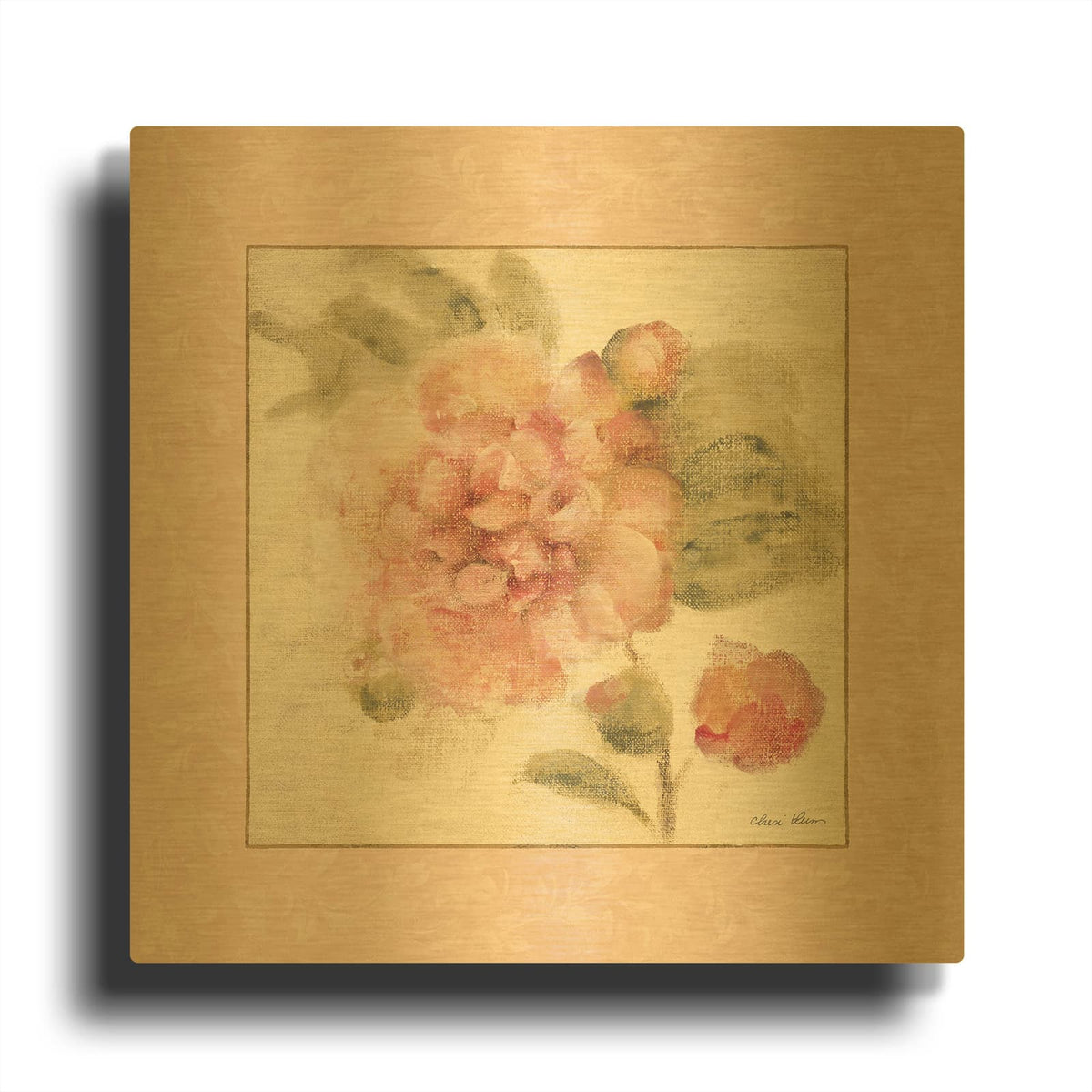 'Rose Acanthus 2' By Cheri Blum Gold Metal Wall Art