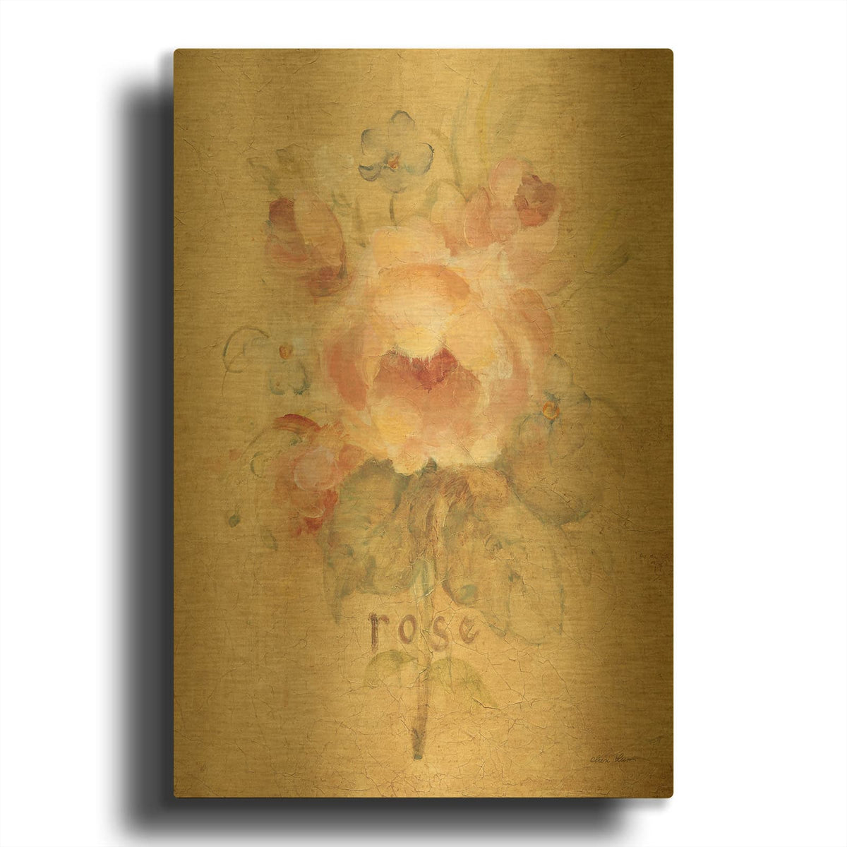 'Rose' By Cheri Blum Gold Metal Wall Art