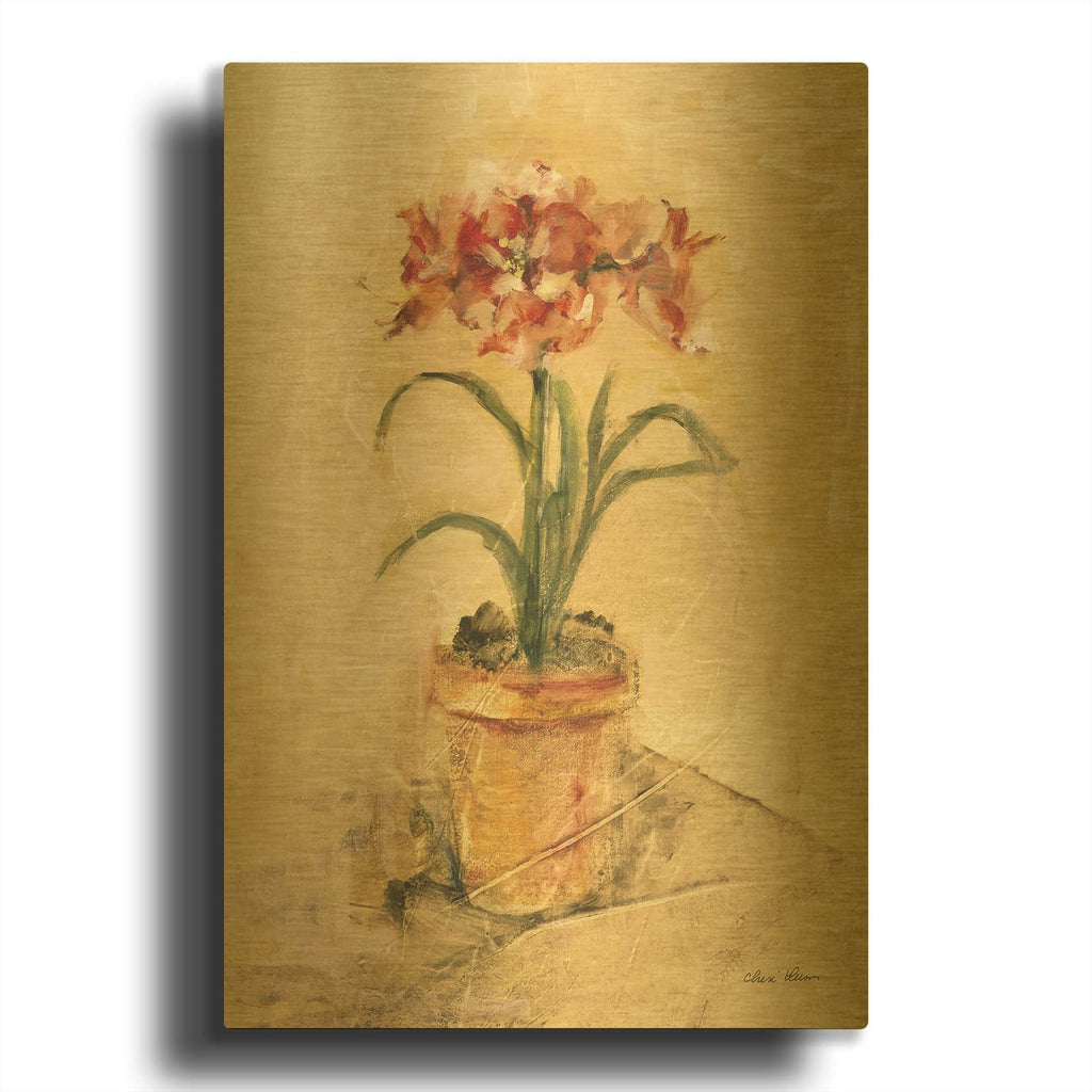 'Secret Amaryllis 1' By Cheri Blum Gold Metal Wall Art