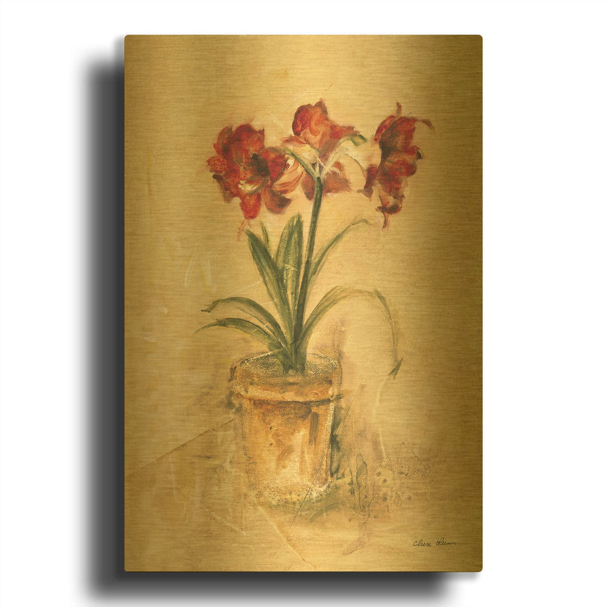 'Secret Amaryllis 2' By Cheri Blum Gold Metal Wall Art