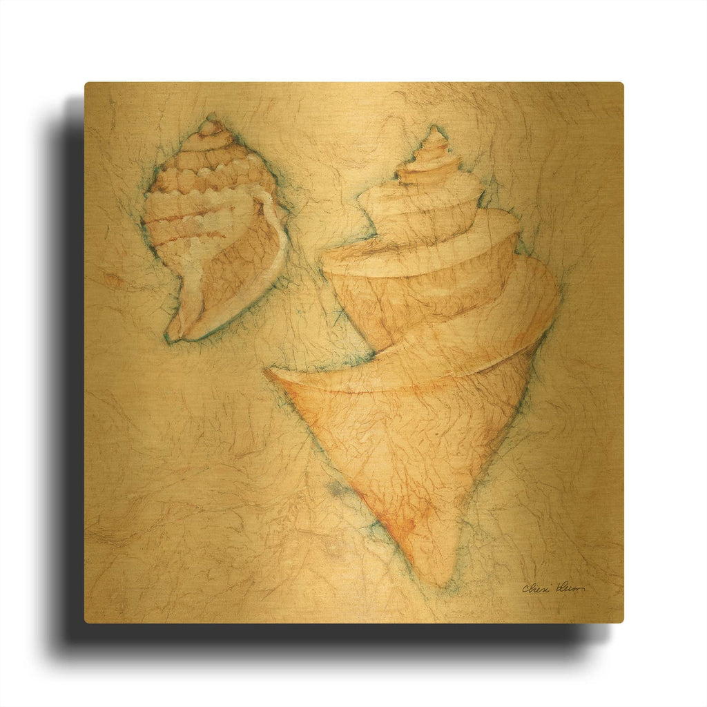 'Shells 2' By Cheri Blum Gold Metal Wall Art