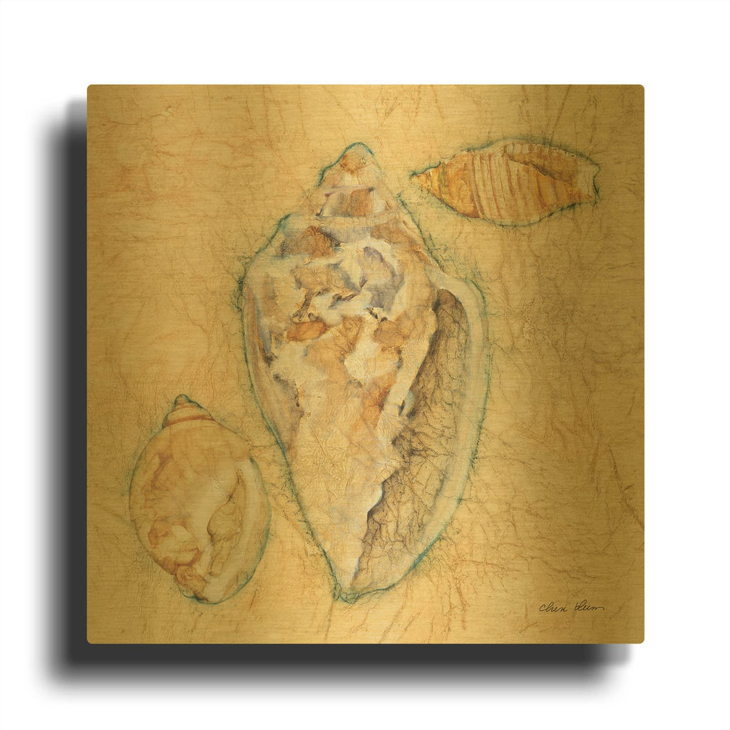 'Shells 4' By Cheri Blum Gold Metal Wall Art
