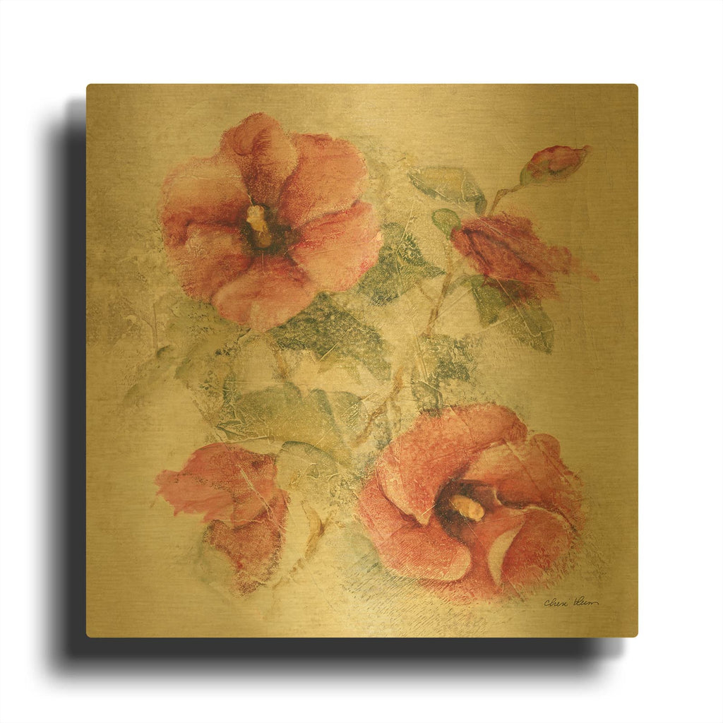 'Soft Hibiscus 2' By Cheri Blum Gold Metal Wall Art