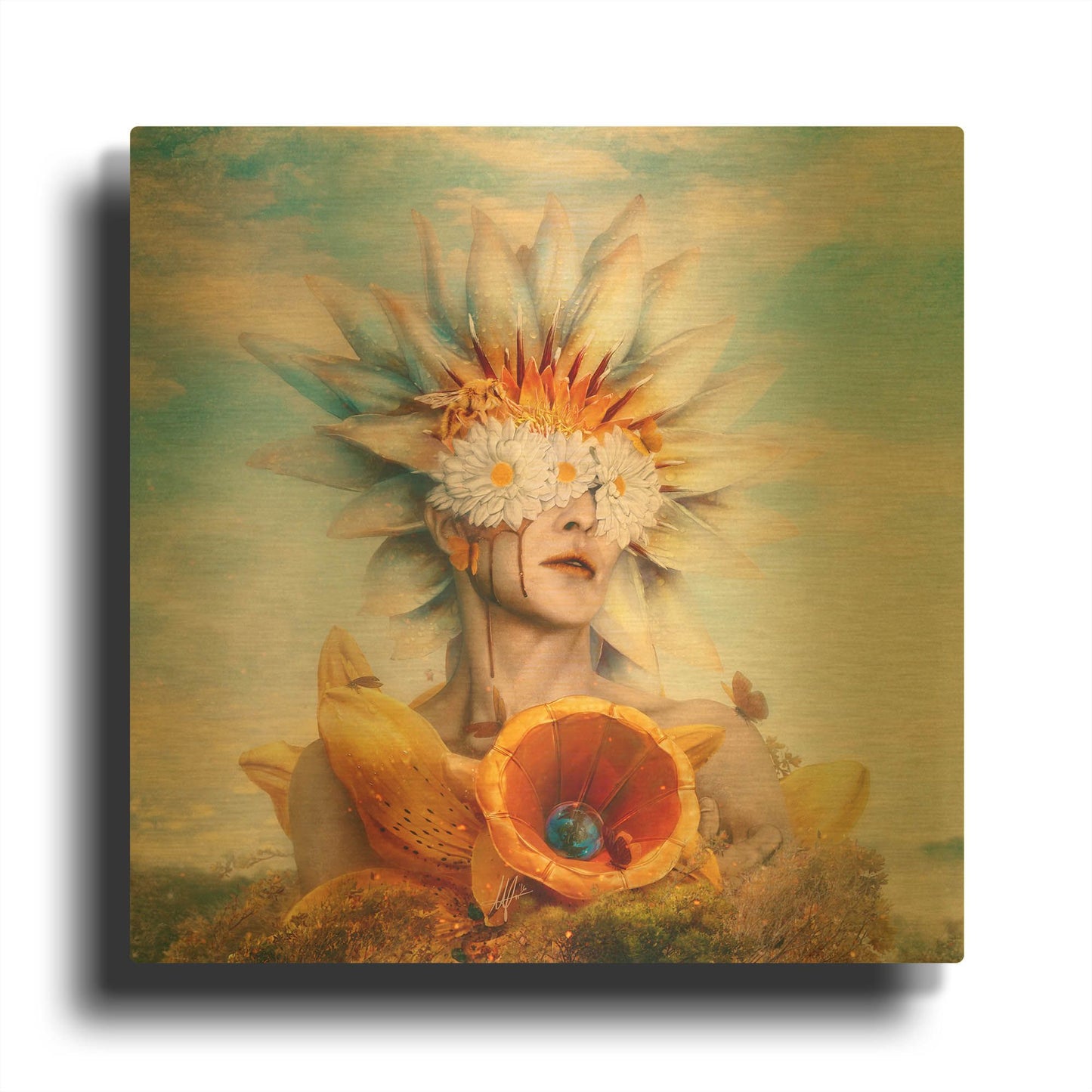 'Honey' By Mario Sanchez Nevado Gold Metal Wall Art