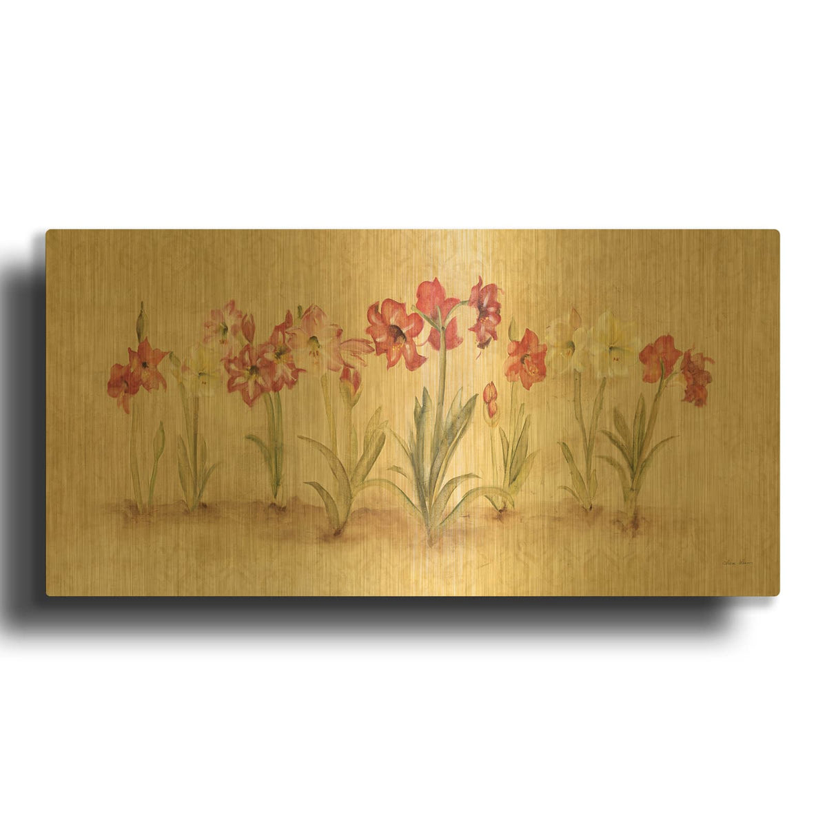 'Summertime Amaryllis' By Cheri Blum Gold Metal Wall Art